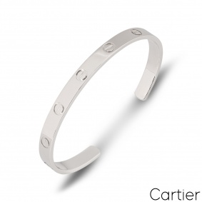 Cartier White Gold Plain Love Cuff Bracelet Size 19 B6032519 Cartier White Gold Plain Love Cuff Bracelet Size 19 B6032519